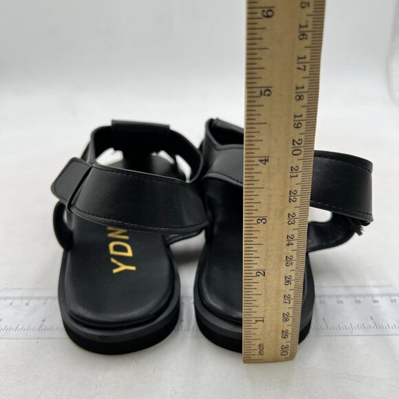 YDN Women's Cute Flat Round Toe Sandals Strappy Low Heels Adjustable Strap Balck - Picture 5 of 8